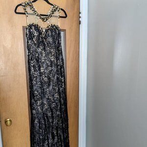 Dave & Johnny Black Beaded Formal Dress